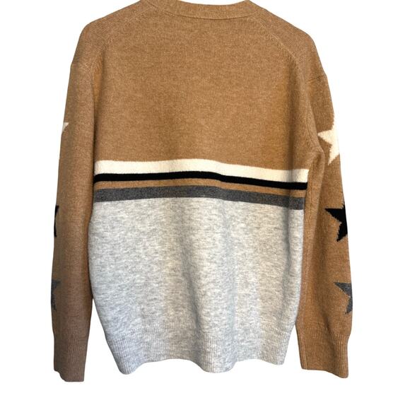 Hem & Thread Star Sleeve Cardigan Sweater Tan Gray Medium Cozy Knit - Picture 3 of 6